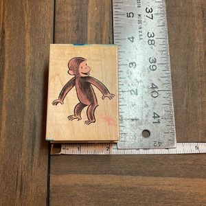 VTG Curious George Rubber Stamp Crafts Scrapbook Monkey All Night Media 1998